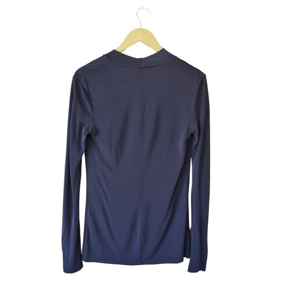THEORY Navy Draped Jersey Long Sleeve Top - Picture 7 of 7